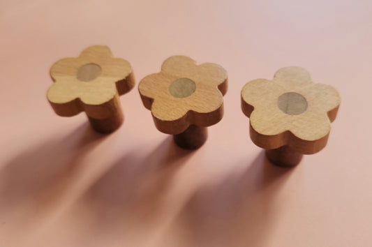 Wooden Daisy Cabinet Handle Knob