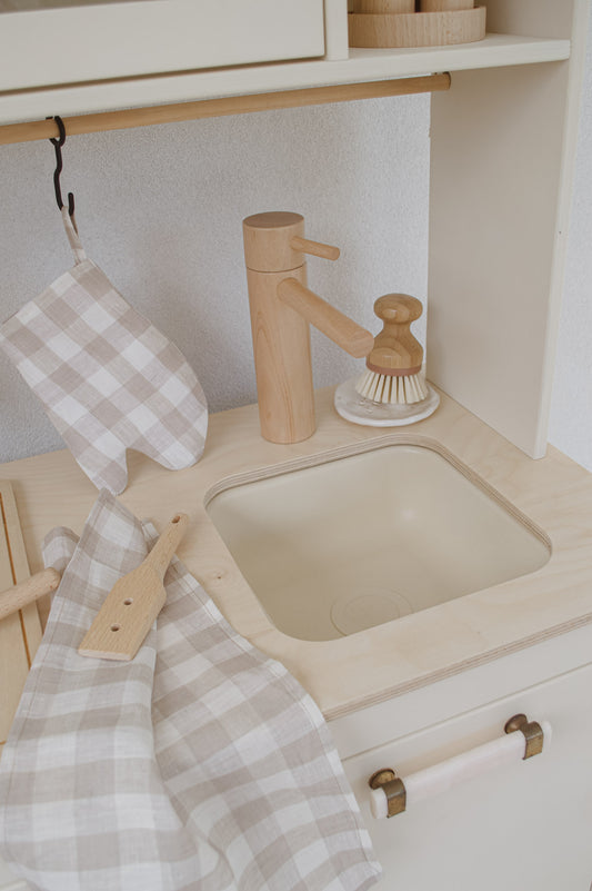 Linen Check Oven Mitt & Tea Towel