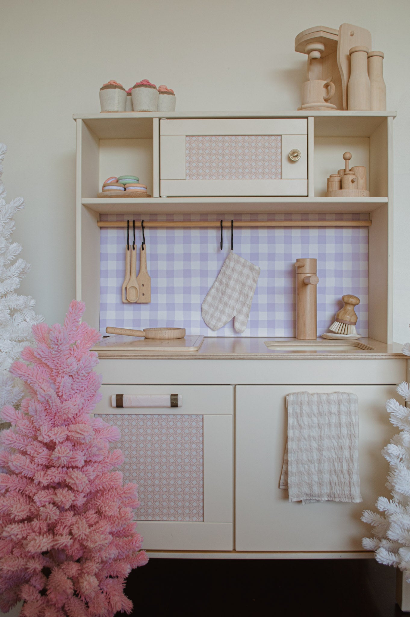 Beige Crinkle Check Oven Mitt & Tea Towel