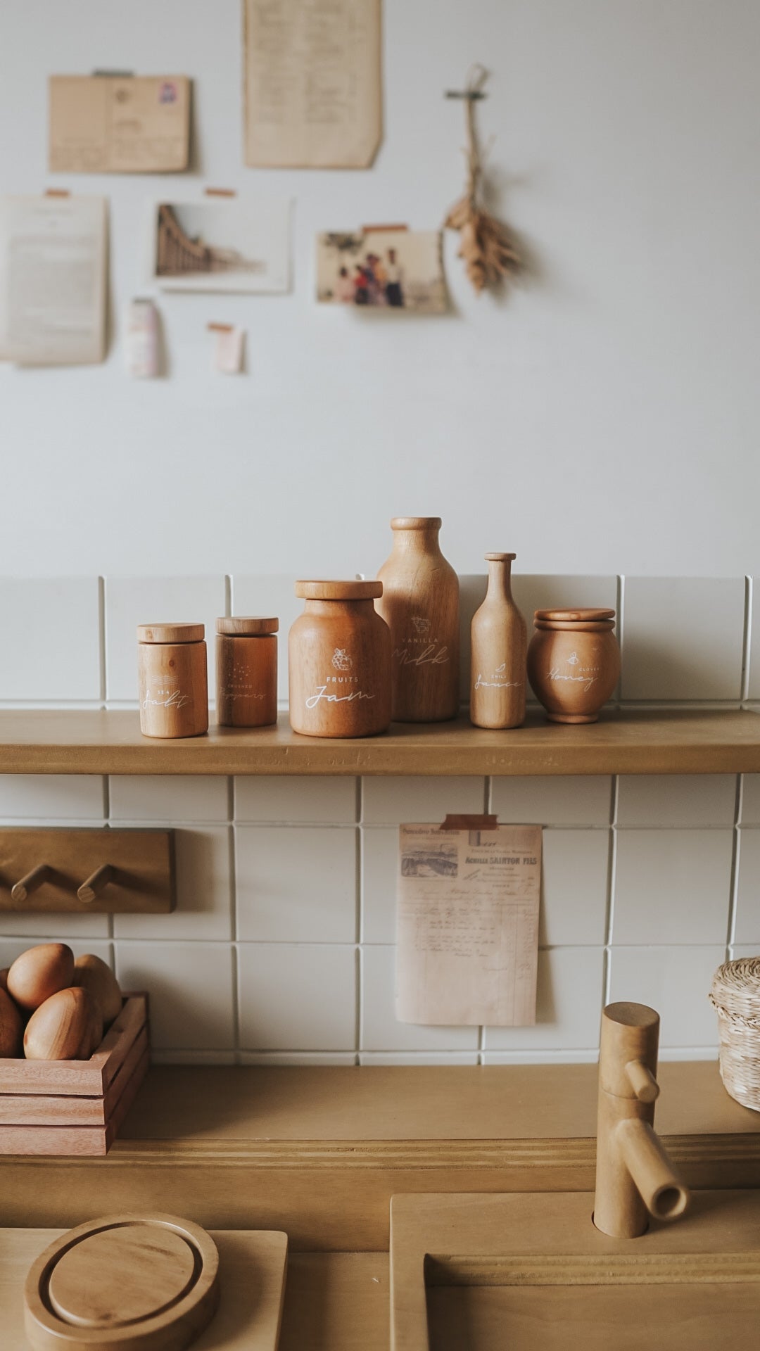 Wooden Spice Jars Set