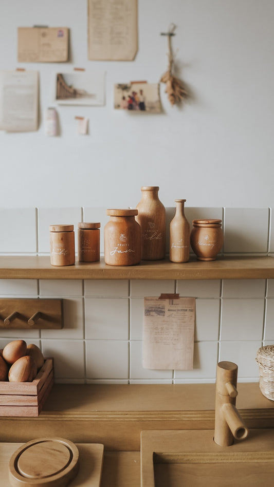 Wooden Spice Jars Set