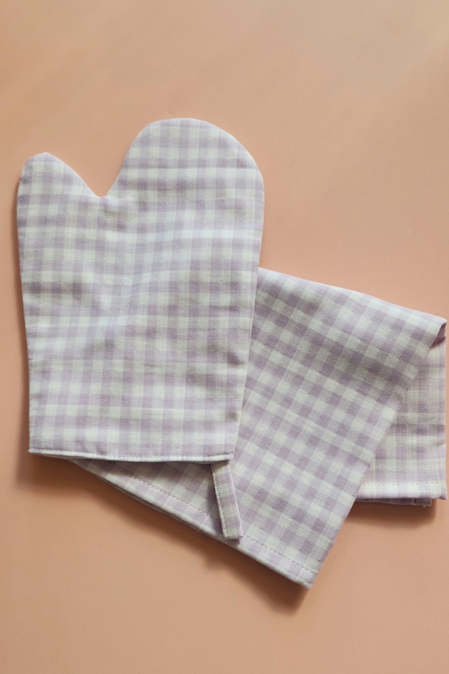 Lavender Check Oven Mitt & Tea Towel