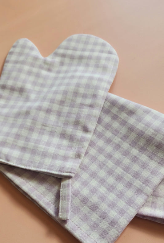 Lavender Check Oven Mitt & Tea Towel