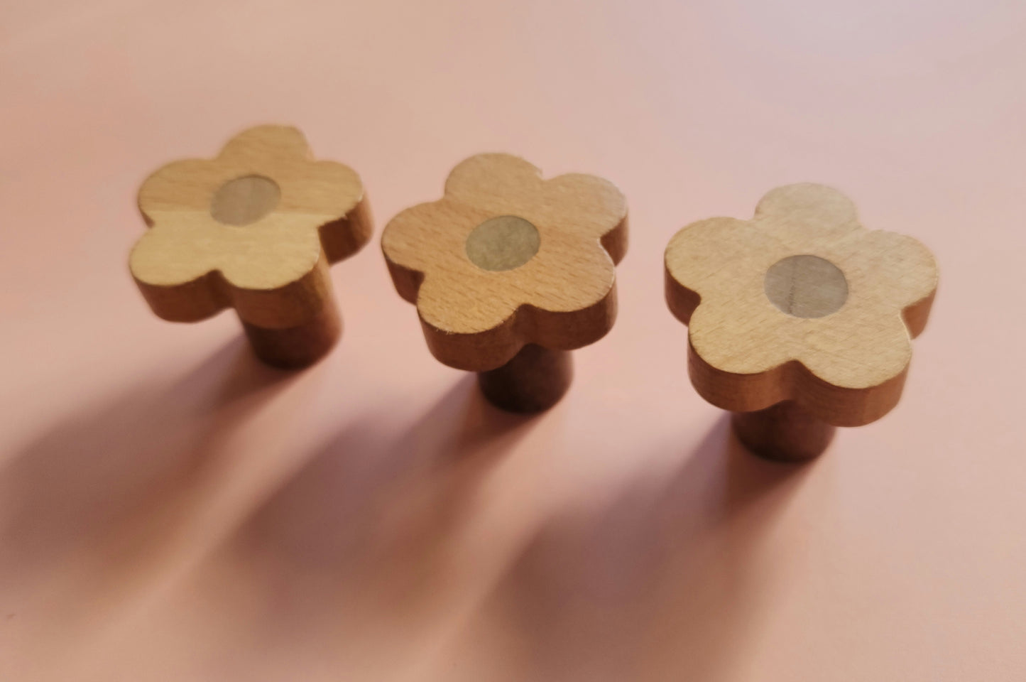 Wooden Daisy Cabinet Handle Knob