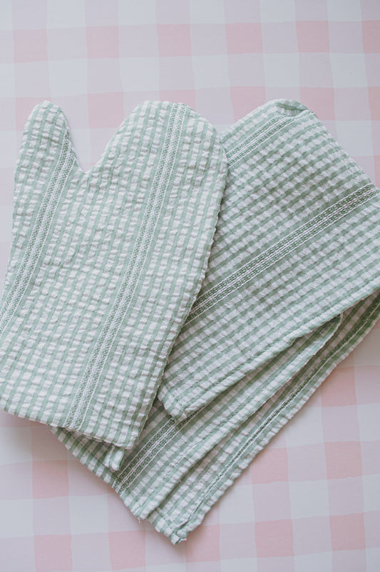 Mini Check Oven Mitt & Tea Towel